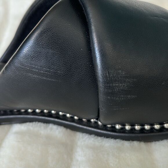 BCBGeneration Women’s Tabby Square Toe Cross Slide Sandal, black/silver, size 6 - Picture 8 of 11